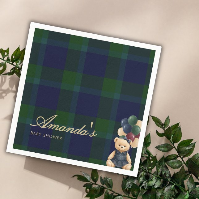 Serviette En Papier Preppy Polo Teddy Bear Classic Girl Baby Shower (Créateur téléchargé)