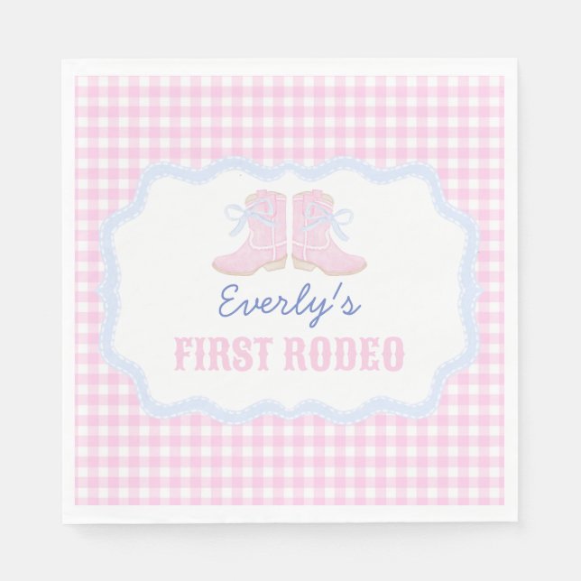 Serviette En Papier Preppy Rodeo First Birthday Cowgirl Boots (Devant)