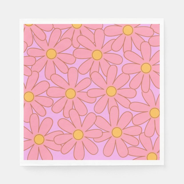 Serviette En Papier Preppy rose violet Floral simple Motif de fleurs (Devant)