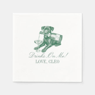 Serviette En Papier Preppy Sage Green Labrador Champagne Wedding