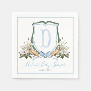 Serviette En Papier Preppy Southern Blue Boy Pelican Baby shower