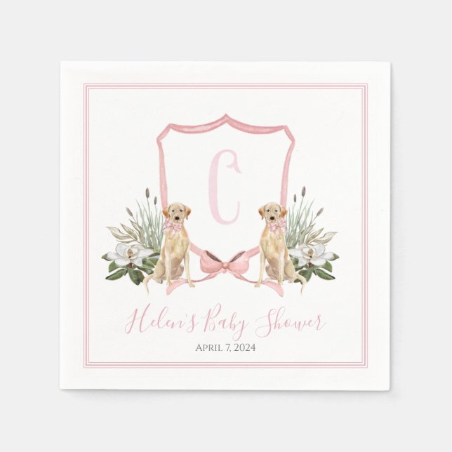 Serviette En Papier Preppy Southern Rose Girl Baby shower chien (Devant)