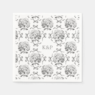 Serviette En Papier Preppy Toile Hydrangea Bow avec nom