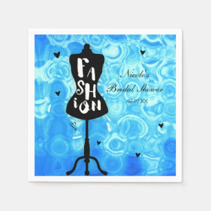 Serviette En Papier Présentoir Mannequin Vintage Rétro Bleu FASHION Fê