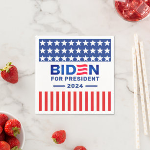 Serviette En Papier Président Biden élection 2024 Rouge et Bleu