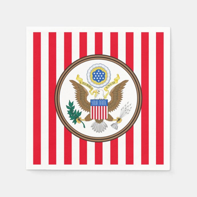 Serviette En Papier Presidential Seal Stripe Personalize (Devant)