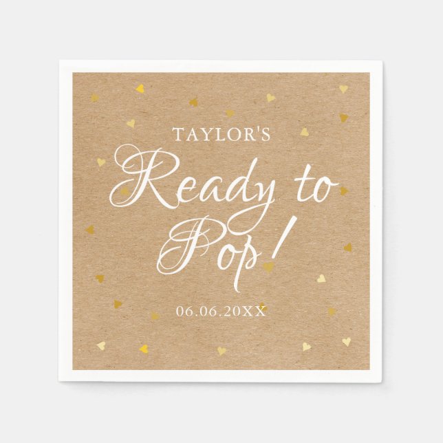Serviette En Papier Prêt à éclater cœurs dorés Confetti Baby Shower (Devant)