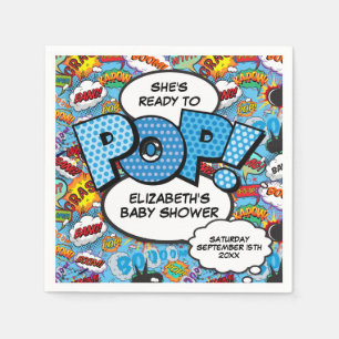 Serviette En Papier Prêt à éclore Baby Shower Bande dessinée bleue