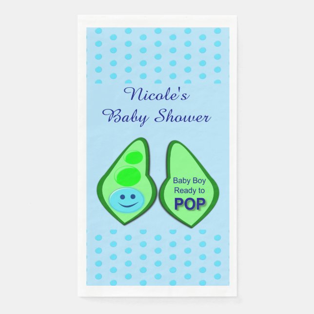 Serviette En Papier Prêt à faire Pop Baby Boy Blue Pea Baby shower Per (Devant)