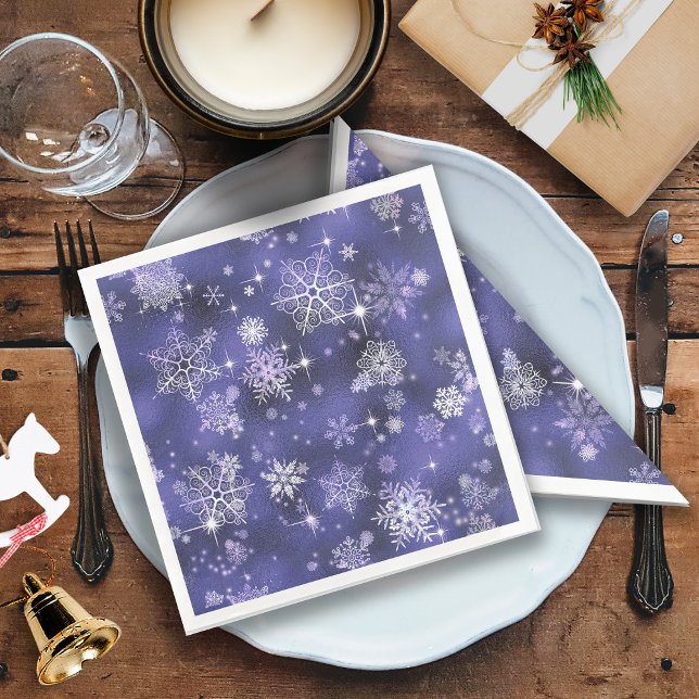 Serviette En Papier Prettiest Snowflakes Motif Violet ID846 (Créateur téléchargé)