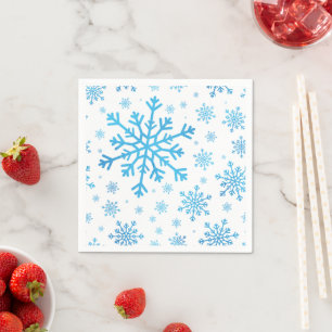 Serviette En Papier Pretty Blue Christmas Snowflakes sur Winter White