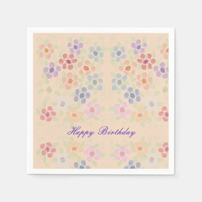 Serviette En Papier Pretty Pastel Papier Fleuri serviettes (Devant)