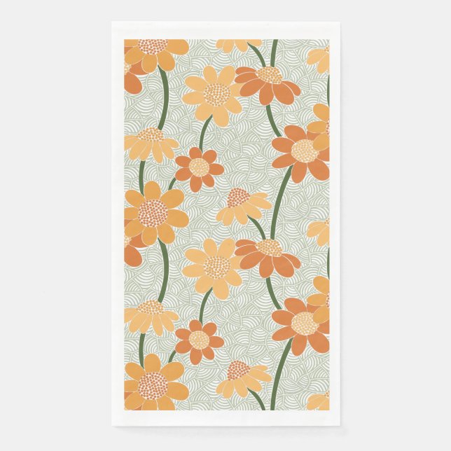 Serviette En Papier Pretty retro muted 1970 s flowers (Devant)