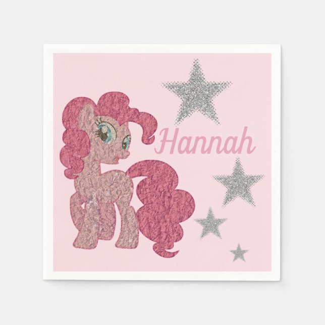 Serviette En Papier Pretty Rose Pony Personnalisé (Devant)