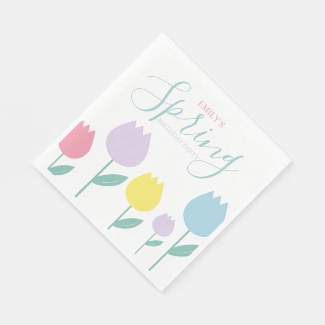 Serviette En Papier Pretty Spring Tulips Pastel Floral Birthday Party (Coin)