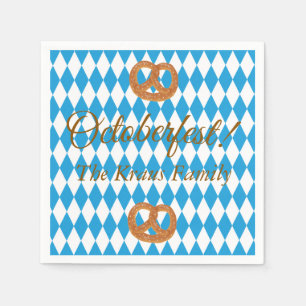 Serviette En Papier Pretzels personnalisés bleu bavarois Oktoberfest