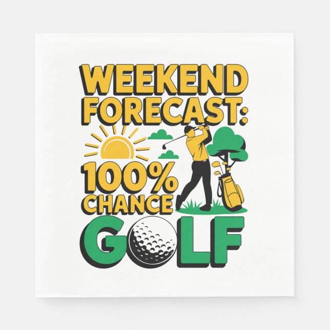 Serviette En Papier Prévision de fin de semaine 100% Chance de golf (Devant)