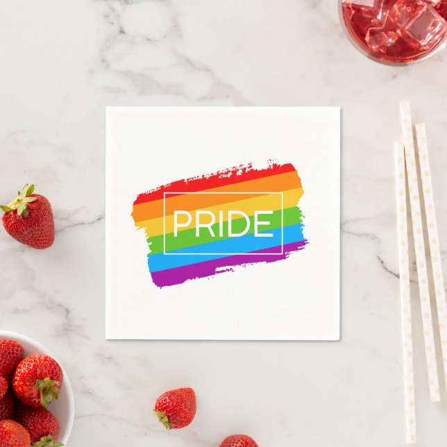 Serviette En Papier Pride Brushstroke Rainbow (En situation)