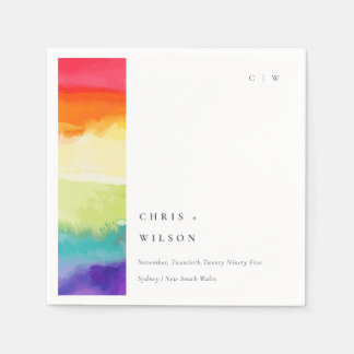 Serviette En Papier Pride colorée minimaliste Mariage arc-en-ciel élég