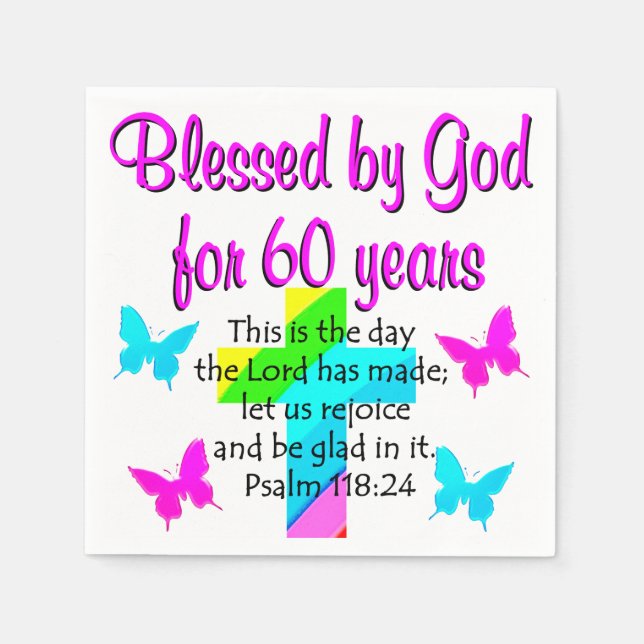 SERVIETTE EN PAPIER PRIÈRE CHRÉTIENNE DE 60 ANS (Devant)