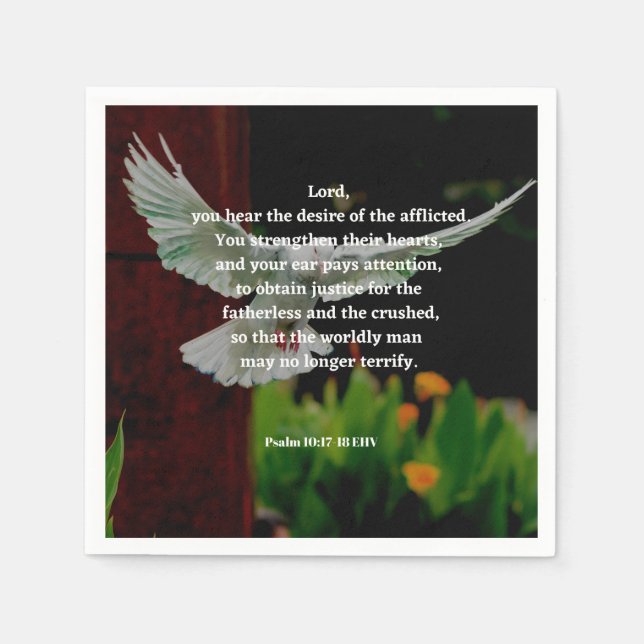 Serviette En Papier Prière Chrétienne Pour Le Psaume De Confort 10:17- (Devant)