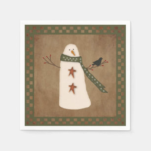 Serviette En Papier Primitive Snowman Papier serviettes
