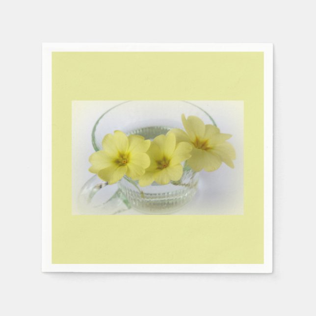 Serviette En Papier primrose dans une tasse de café (Devant)