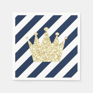 Serviette En Papier Prince Crown Napkins de marine et d'or