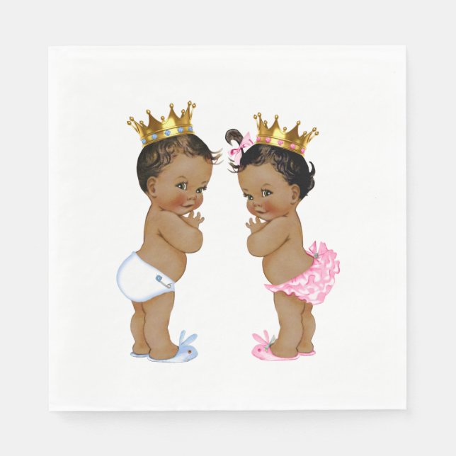 Serviette En Papier Prince et Princesse Baby shower (Devant)