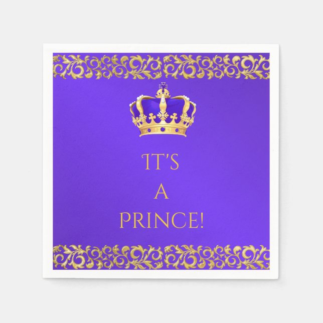 Serviette En Papier Prince Royal Purple & Gold Crown (Devant)