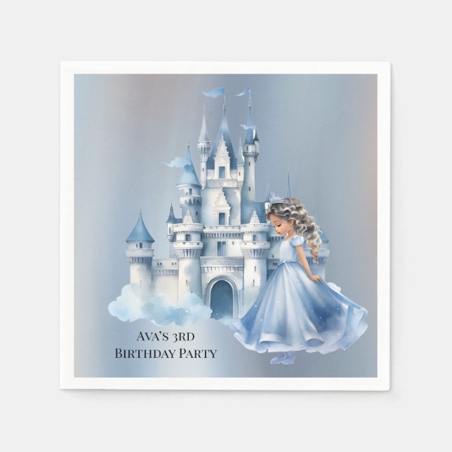 Serviette En Papier Princess and Castle fête ses 3 ans (Devant)