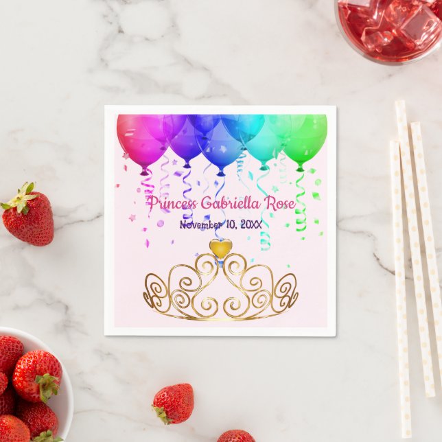 Serviette En Papier Princess Birthday Balloons Party Papier serviettes (En situation)