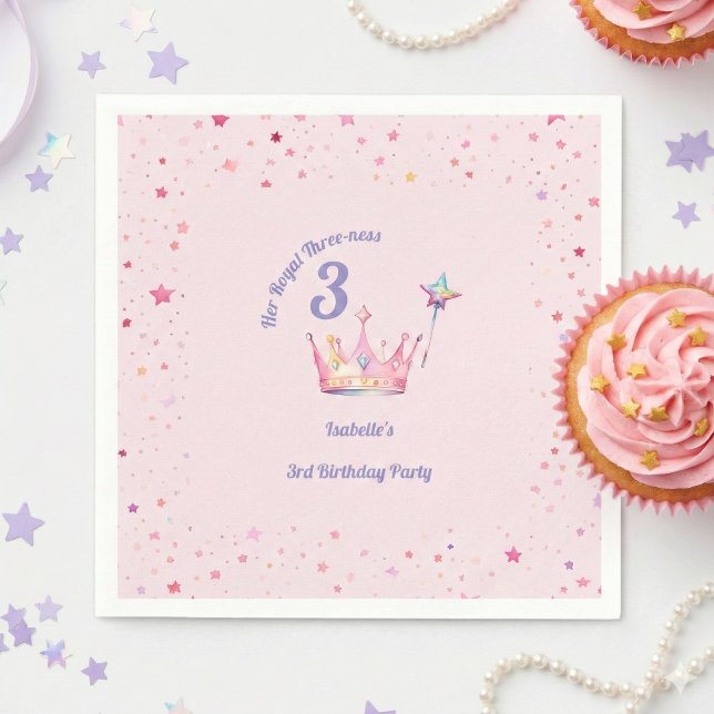 Serviette En Papier Princess Crown 3rd Birthday Royal Threeness (Créateur téléchargé)