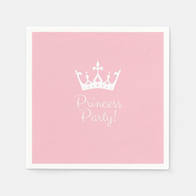 Serviette En Papier Princess Party Girly rose et blanc (Devant)