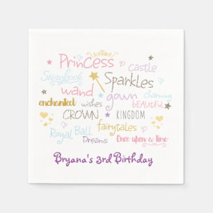 Serviette En Papier PRINCESS PARTY Words mignon Anniversaire serviette