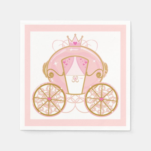 Serviette En Papier Princess Royal Carriage Pink & Gold fête d'anniver (Devant)