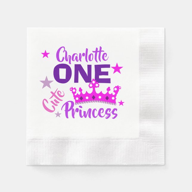 Serviette En Papier Princesse 1er Anniversaire Filles mignonnes Person (Devant)