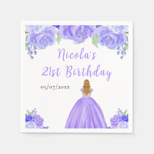 Serviette En Papier Princesse aux Cheveux Blonds Fête d'Anniversaire F