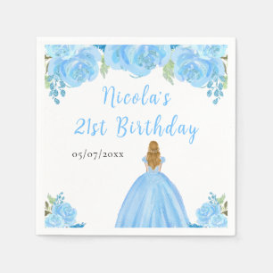 Serviette En Papier Princesse aux Cheveux Blonds Fête d'Anniversaire F