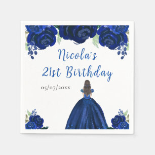 Serviette En Papier Princesse aux Cheveux Bruns Fête d'Anniversaire Na