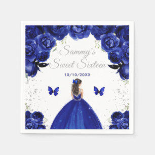 Serviette En Papier Princesse aux Cheveux Bruns Foncé Sweet Seize
