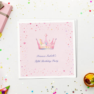 Serviette En Papier Princesse Crown Pastel Pink Petite fille Anniversa
