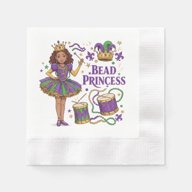 Serviette En Papier Princesse de Perles - Mardi Gras (Devant)