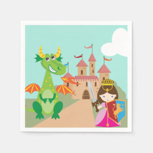 Serviette En Papier Princesse Dragon et Chevalier