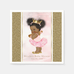 Serviette En Papier Princesse en or rose Vintage Fille Noir Baby Showe