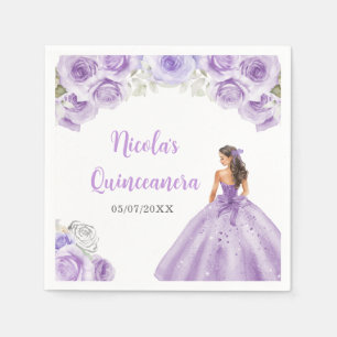 Serviette En Papier Princesse Florale en Dusty Robe Violette Quinceane
