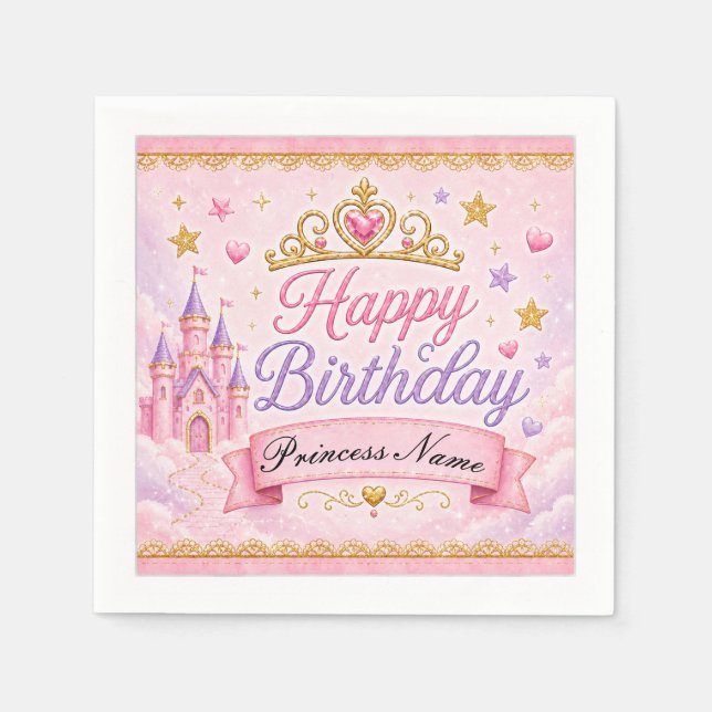 Serviette En Papier Princesse Lavande Rose (Devant)