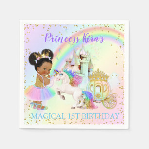 Serviette En Papier Princesse Licorne Carrosse Château Arc-en-Ciel Mag