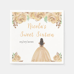 Serviette En Papier Princesse Peach aux cheveux bruns Fleurs Sweet Six