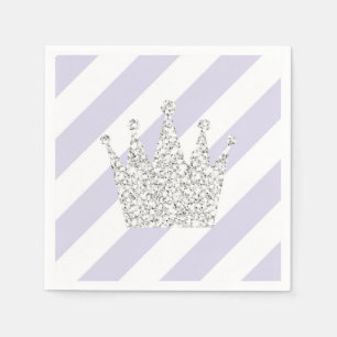 Serviette En Papier Princesse pourpre et argentée Crown Napkins